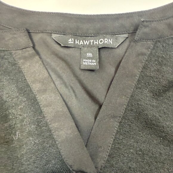 Hawthorn Black Long Sleeve Split Neck Tunic Top Size 1X - Picture 6 of 7